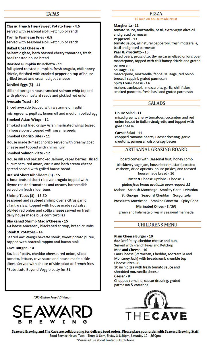 New October Menu launched from The Cave! Get grubbing paired with Thursday Night Football!
