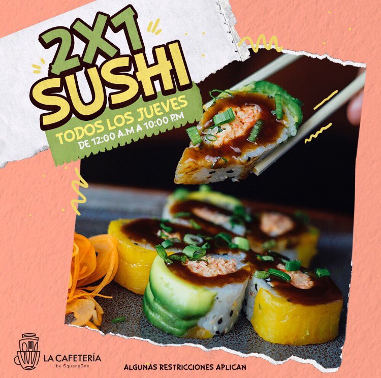 la_cafeteriard's tweet photo. ¿Dónde están los Sushi Lovers? 🙋🏻‍♀️🙋🏽‍♂️HOY TENEMOS 2X1 ¡DALE PACÁ! --- #foodlover #sushi  #yummie #delicious #foodporn # #jueves #sushulovers #lacafeteria #yummy #santiago #cibao #republicadominicana #rd #2x1 #especial https://t.co/HTeJcTtSla