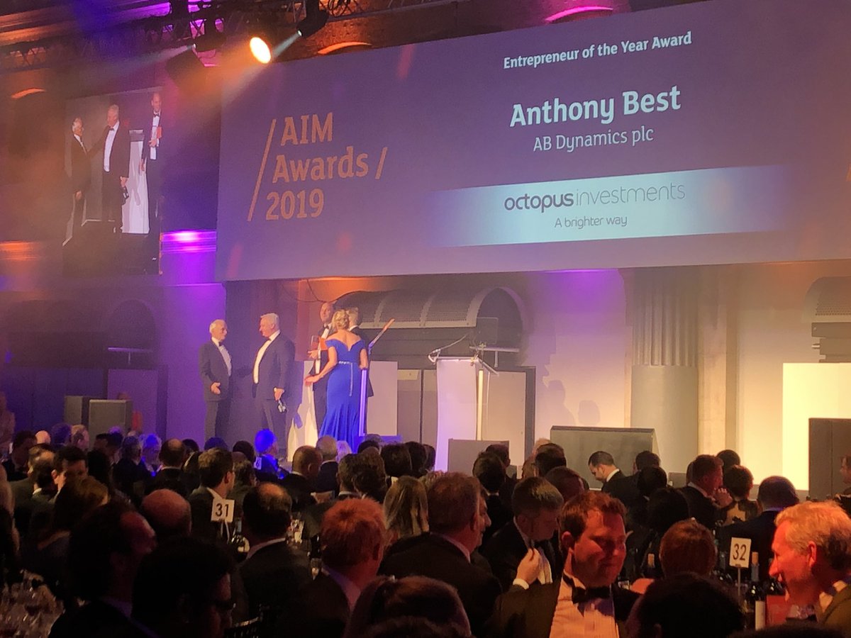 Lewis_Vercator's tweet photo. Entrepreneur of the year went to our very own Tony Best of @ABDynamics #AIMAwards2019 @AIMAwards #abdynamics https://t.co/EbccsSMH2a