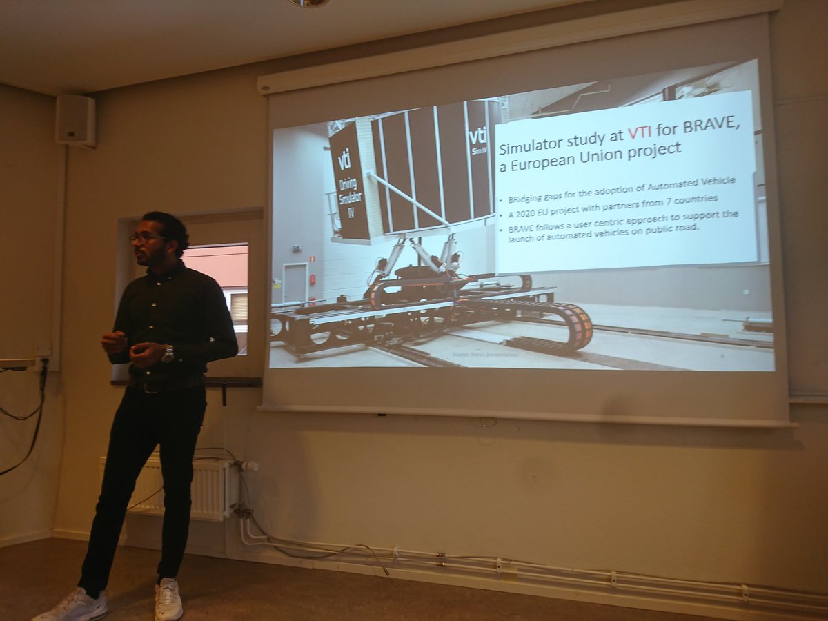 ignsm's tweet image. Interesting results presented today by our master student @Krishna on how to support drivers during L3 automated driving via a HMI designed with the human in mind.
@BRAVE_H2020 @DrNiklasStrand