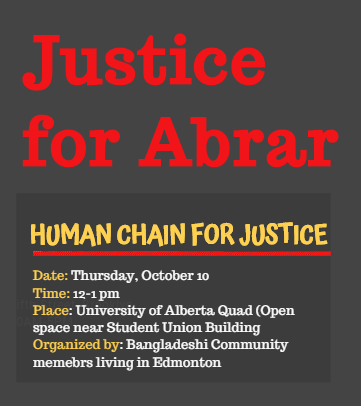 Human Chain for Justice! <a href="/UAlberta/">University of Alberta</a> Student Union building