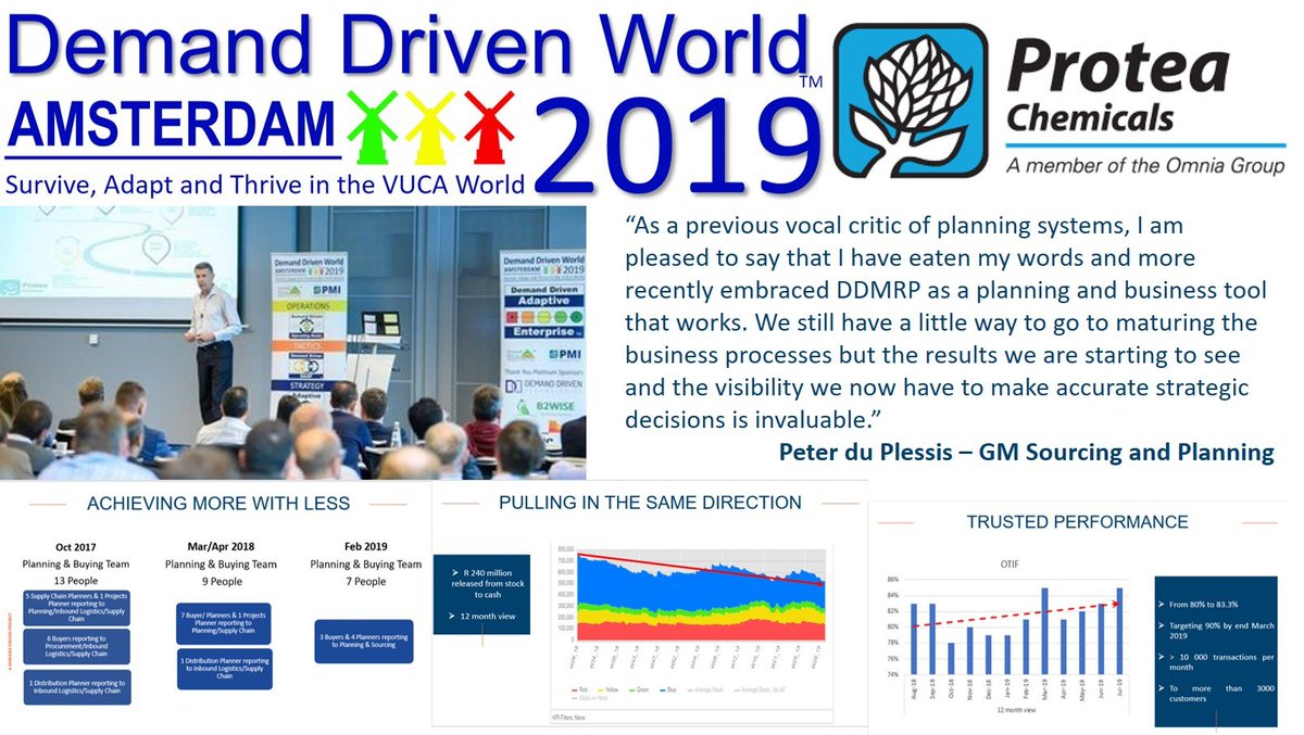 Protea Chemicals reports simultaneous inventory reduction and service level improvements with #ddmrp!  #ddw2019 #demanddriven #apics #ascm