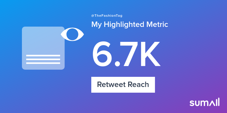 TheFashionTag's tweet photo. My week on Twitter 🎉: 1 Like, 1 Retweet, 6.7K Retweet Reach. See yours with https://t.co/HzlQznforq https://t.co/VPWU5fjFYh