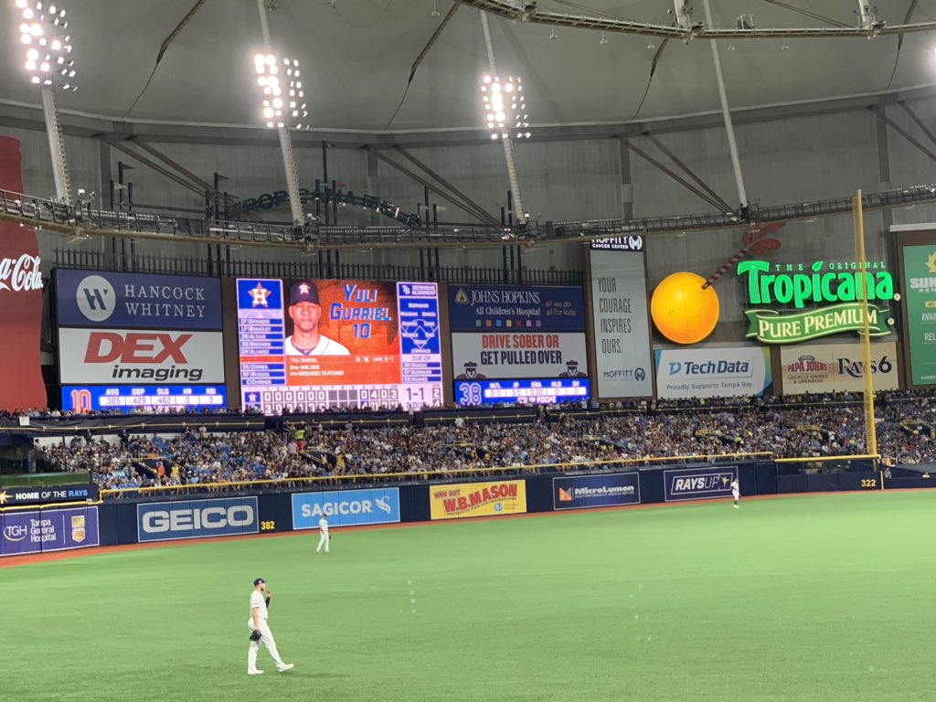 PrestonBSBL's tweet photo. Had fun at the @astros at @RaysBaseball on Tuesday night even though the #Astros lost the #ALDS game 4. @MLB @MLBNetwork #MLB #Postseason #Playoffs #Baseball #Rays #RaysBaseball #AstrosBaseball #TropicanaField #DippingDots #TampaBay #Outfield https://t.co/baoXteaLp4