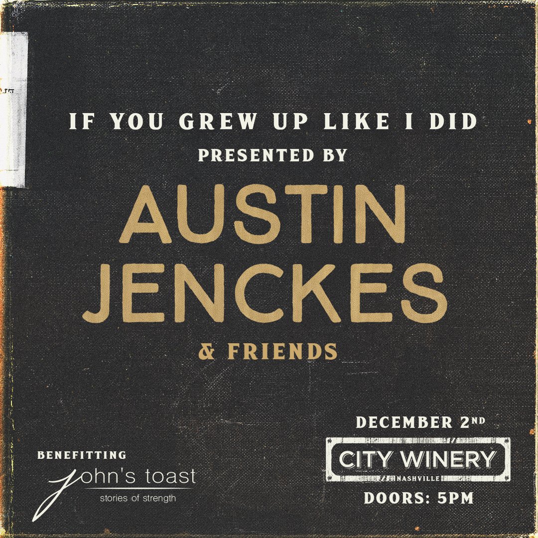Austin Jenckes (@austinjenckes) on Twitter photo NASHVILLE! In honor of #WorldMentalHealthDay I wanted to announce I’ll be playing my new record #IfYouGrewUpLikeIDid at <a href="/CityWineryNSH/">CityWineryNSH</a> with a few friends on Monday Dec. 2nd. Proceeds will be donated to <a href="/johnstoast/">John's Toast</a> to benefit mental health awareness. Hope to see you all there! NASHVILLE! In honor of #WorldMentalHealthDay I wanted to announce I’ll be playing my new record #IfYouGrewUpLikeIDid at <a href="/CityWineryNSH/">CityWineryNSH</a> with a few friends on Monday Dec. 2nd. Proceeds will be donated to <a href="/johnstoast/">John's Toast</a> to benefit mental health awareness. Hope to see you all there!