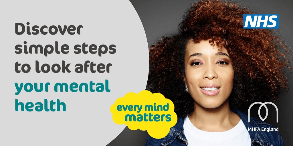 MHFAEngland's tweet photo. On #WorldMentalHealthDay, what can you do to look after yourself better? Discover simple steps to look after your mental health with #EveryMindMatters #WMHD2019 https://t.co/bXjGYkFHko https://t.co/52WOuFF0h1
