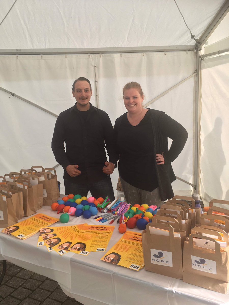 The fabulous HOPE bringers Gary Parnell and Emily Hawkins were part of the Cornwall Foundation Trust world mental health day stand on Lemon Quay today! Such a pair of legends!!! Check out those stress balls 😘
