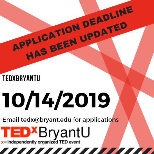 Our application deadline has been extended!! Make sure to apply before the final deadline to get a chance to speak on the TEDxBryantU stage. Make sure to send in your application through the link below
<a href="/BryantUniv/">Bryant University</a> <a href="/BryantUprez/">Ronald Machtley</a> #2020vision #TEDxBryantU2020

forms.office.com/Pages/Response…