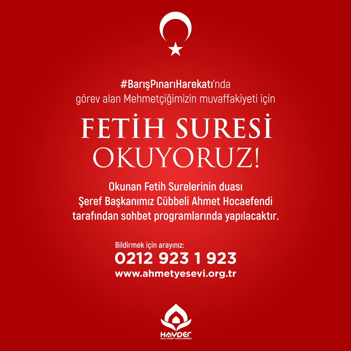 #BarisPinariHarekatı 'nda görev alan Mehmetçiğimizin muvaffakiyeti için Fetih Suresi Okuyoruz! #DuaPınarı