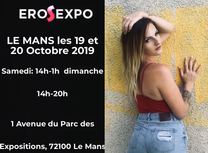 #RT @EROSEXPO   Mes amours retrouvez-moi le week-end prochain au Mans ! Je serais pr&eacute;sente pour des shows<a href="/tag/rt"class="tags">#RT</a><a class="tags" target="_blank" title="On Twitter" href="/?out=eyJ0eXAiOiJKV1QiLCJhbGciOiJIUzUxMiJ9.eyJpYXQiOjE3MjIwNDE3OTgsImlzcyI6InR3cG9ybnN0YXJzLmNvbSIsIm5iZiI6MTcyMjA0MTc5OCwiZXhwIjoxNzUzNTc3Nzk4LCJyZWRpcmVjdF91cmwiOiJodHRwczovL3R3aXR0ZXIuY29tL0VST1NFWFBPIn0.klBXZZ6OcR65pAvhMvcz8AijB_HD7Y_mxhljtujmZgTFpyQ0krdypBO7U-fub_dAXPSubYrESjsubfVqxrvqqw">@EROSEXPO</a><a href="/tag/actress"class="tags"><span>#actress</span></a><a href="/tag/sexy"class="tags"><span>#sexy</span></a><a href="/tag/show"class="tags"><span>#show</span></a><a href="/tag/porn"class="tags"><span>#porn</span></a><a href="/tag/lemans"class="tags"><span>#lemans</span></a><a href="/tag/theatrele"class="tags"><span>#theatrele</span></a>
