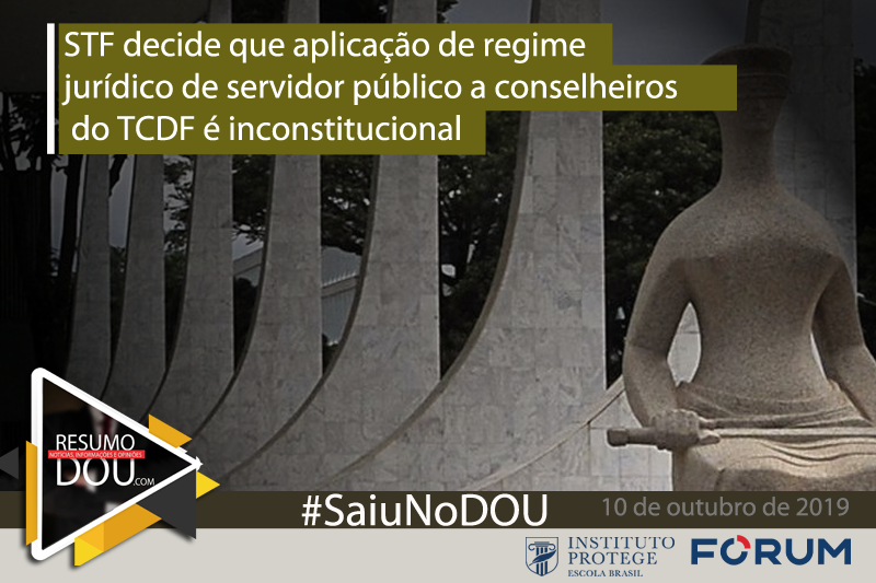 ProfJacoby's tweet photo. Já ouviu? Aplicação de regime jurídico de servidor público a conselheiros do TCDF é inconstitucional, decide @STF_oficial. Confira os destaques do DOU e DODF. Ouça nosso podcast: https://t.co/NMNOarPPmf
#direitoadministrativo #dodf #dou #licitação #resumodou #servidorpúblico https://t.co/vZVOCQsjq3