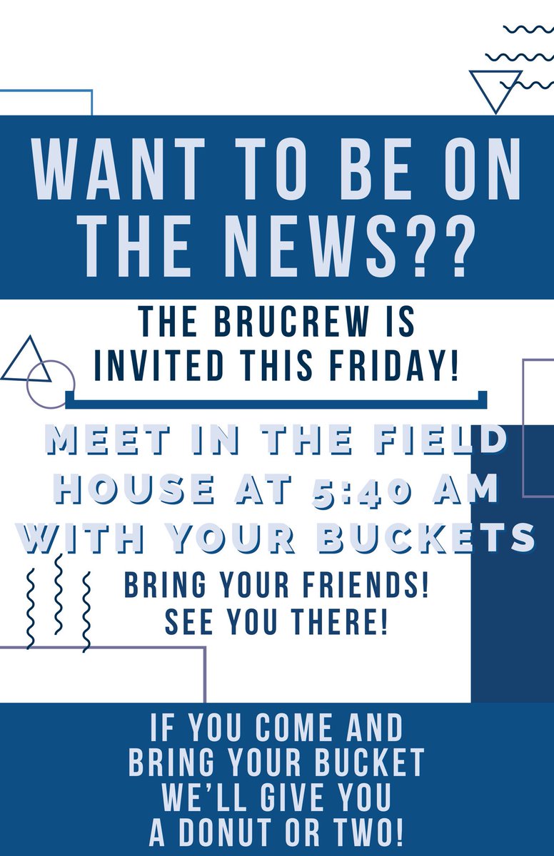 bhsgetshype's tweet photo. COME OUT TOMORROW MORNING AT 5:40 AM!! BRING YOUR BUCKETS AND YOULL GET A DONUT OR TWO https://t.co/3S1kXFL5QN