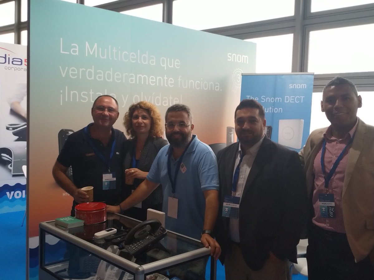 Snom_Spain's tweet photo. Gracias a todos los visitantes y nuevos clientes y amigos que pasaron hoy por nuestro booth en voip2day. Todos interesados en nuestra Multicelda como no faltaba menos! @Snom_Spain #dectrevolution #voip2day https://t.co/ZalseSap7C