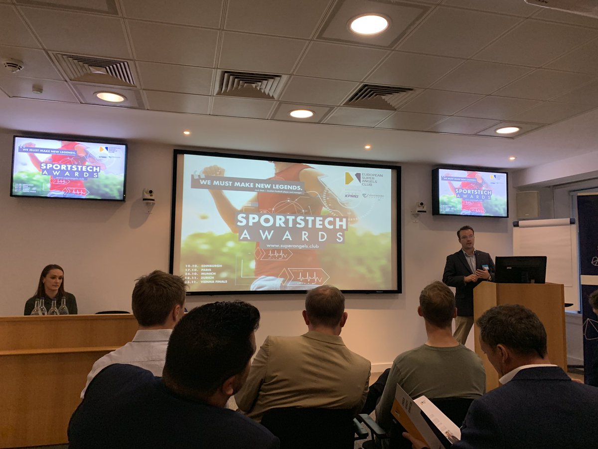 Kicking off another great pitching series by the European Super Angels Club and <a href="/Venionaire/">Venionaire</a>! Good luck to all of the Sports Tech contestants - @PlayerDataUK, <a href="/refsix/">REFSIX</a>, <a href="/gosweat/">b0t 358</a>, Huli and <a href="/findaplayer/">Find A Player</a>