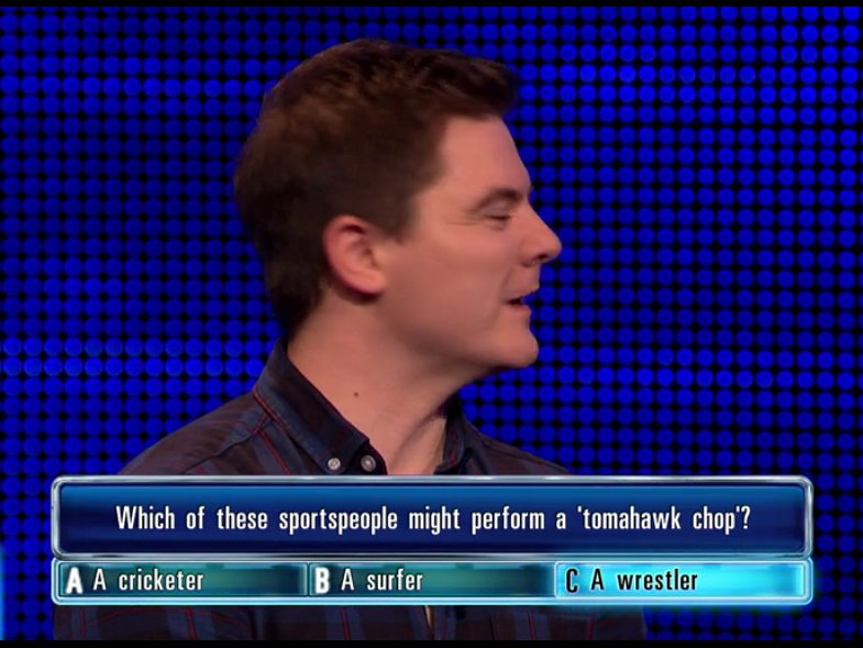 Hmmmmm...let's see? A recent question on #TheChase Game Show! Thx <a href="/sheepfm/">Richard Queree</a> for the heads up! <a href="/WWE/">WWE</a> <a href="/WWEUniverse/">WWE Universe</a> <a href="/NativeTatanka/">Tatanka</a> #WWE #WWEUniverse #NativeAmerican #Tatanka