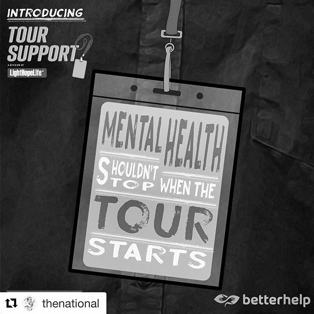 distantstation's tweet image. #Repost @thenational ・・・
It’s World Mental Health Day and we’re alongside @livenation in standing with @YourTourSupport - a new program which supports touring musicians and their crews. They’ve partnered with @betterhelp to create BetterHelp: Tour Su… ift.tt/33uizBN