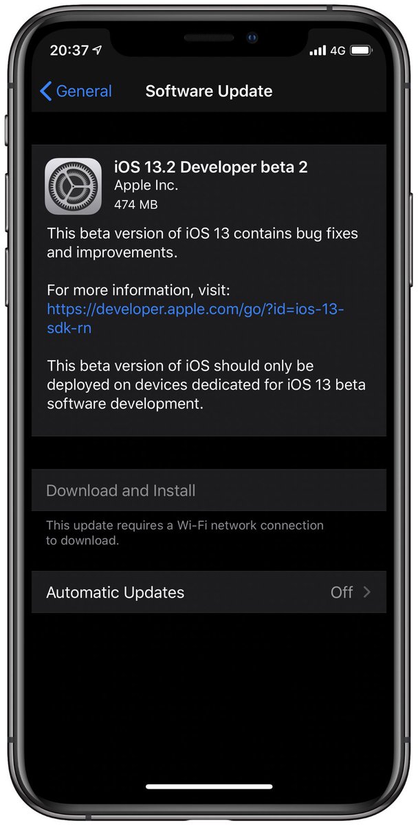 iSWUpdates's tweet photo. iOS 13.2 Dev beta 2 (17B5068e) has been released. #iOS #iOS132 #Beta2 #iOS132DevBeta2 #iOS132Beta2 https://t.co/Q03Yz95bHB