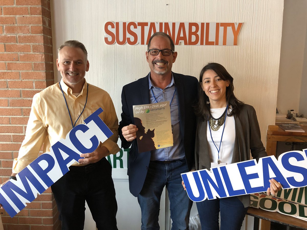 #DSM pet team shares their passion about sustainability at the #PetSustainabilityCoalition #ImpactUnleashed event.  We are sharing information about our new sustainable high EPA+DHA pet grade algal oil from our JV company #Veramaris planned to be launched in 2020!