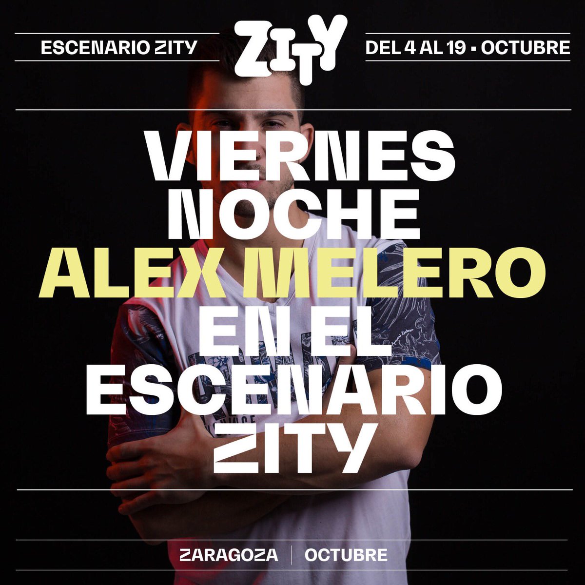 Viernes 11 de octubre, Escenario Zity… ¡Ven a bailar la mejor música actual de la mano del dj aragonés <a href="/djalexmelero/">★ ALEX MELERO ★</a> ! ⚡️Hazte con tu entrada de concierto y accede también a la sesión noche posterior por 25€🔥 #EspacioZity