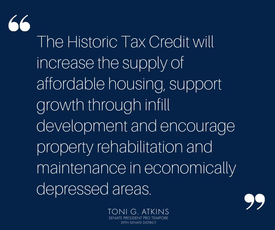 SenToniAtkins's tweet photo. I wrote #SB451 to help communities prosper through the rehab of historic buildings and neighborhoods. Thank you, @CAGovernor, for signing SB 451, putting into statute a measure that will spark reinvestment in California’s communities. https://t.co/g4USM9wQVs https://t.co/mTavNWbIt7
