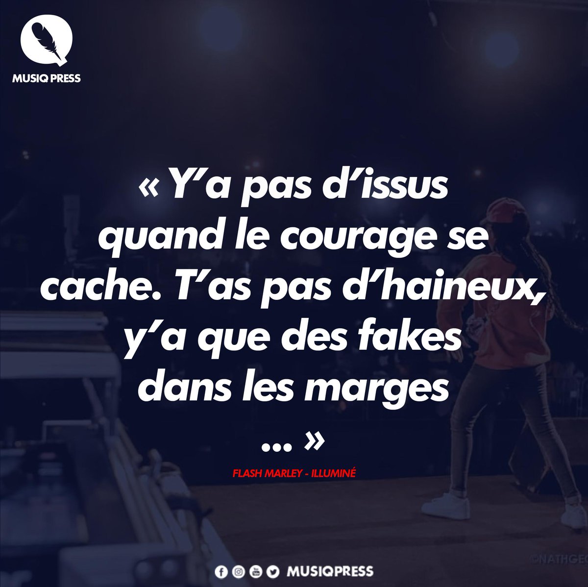 musiqpress's tweet photo. Ne te décourage pas. Tout s'écroule si tu décourages. Garde la tête haute et va jusqu'où bout. @FlashMarleytogo
Illuminé (Clip Officiel) : https://t.co/0ec7cnB1zD
#MusiqPress #MusiqPunch #FlashMarley #Shaadow #EdohBruce #LaMadré #Team228 https://t.co/URxl4cIJrr