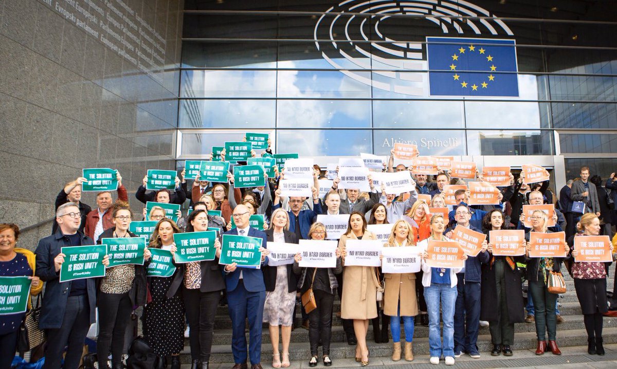 OrfhlaithBegley's tweet image. The solution to Brexit is Irish unity. 
Powerful demonstration at the front of the European Parliament in Brussels today!