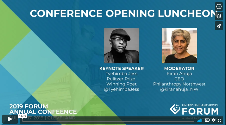 unitedphilforum's tweet photo. Check out @TyehimbaJess, Pulitzer Prize-winning poet open #ForumCon19 in Cleveland with excerpts from his award-winning work Olio. After sharing his work he engages in a conversation with Forum member @kiranahuja_NW, CEO of @philanthropynw. https://t.co/d6A4UR8V2M https://t.co/fUjMqUEiLB