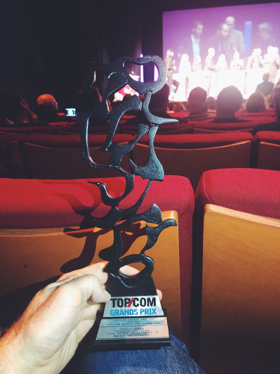 Infostrates's tweet photo. Très heureux de vous annoncer que nous avons remporté Le Grand Prix Digital aux #TOPCOM2019 🏆avec @AccorHotels_FR &amp; @hotelF1  pour #FrenchTrip : le 1er générateur de road-trip à la Française ! 

https://t.co/5ad7CeHqzX

#Onramenelacoupealamaison 🏆 https://t.co/6ECMWIybhN