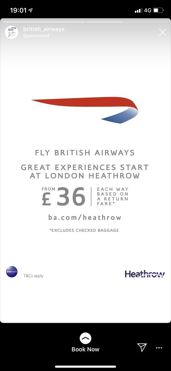 andrewtipler's tweet photo. #ExtinctionRebellion taking over cities across the world, and @British_Airways response to having an aircraft grounded by an activist is to promote cheap short haul flights across #socialmedia
#notgettingit #poortiming #socialfail https://t.co/96ZXYc2uF9