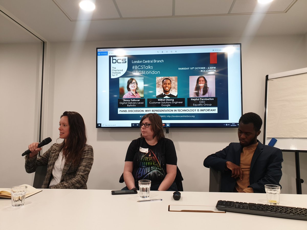 #Diversity is absolutely crusial, especially in #technology - a sector that is leading us into the future. 
<a href="/hephzipemberton/">Hephzi Pemberton</a> <a href="/jfallover/">Jenny Fallover</a> <a href="/WilfridObeng/">Wilfrid Obeng</a> <a href="/BCSLondon/">BCS London Central Branch</a> #BCSTalks
#equality #EqualityCantWait #inclusion #business #tech