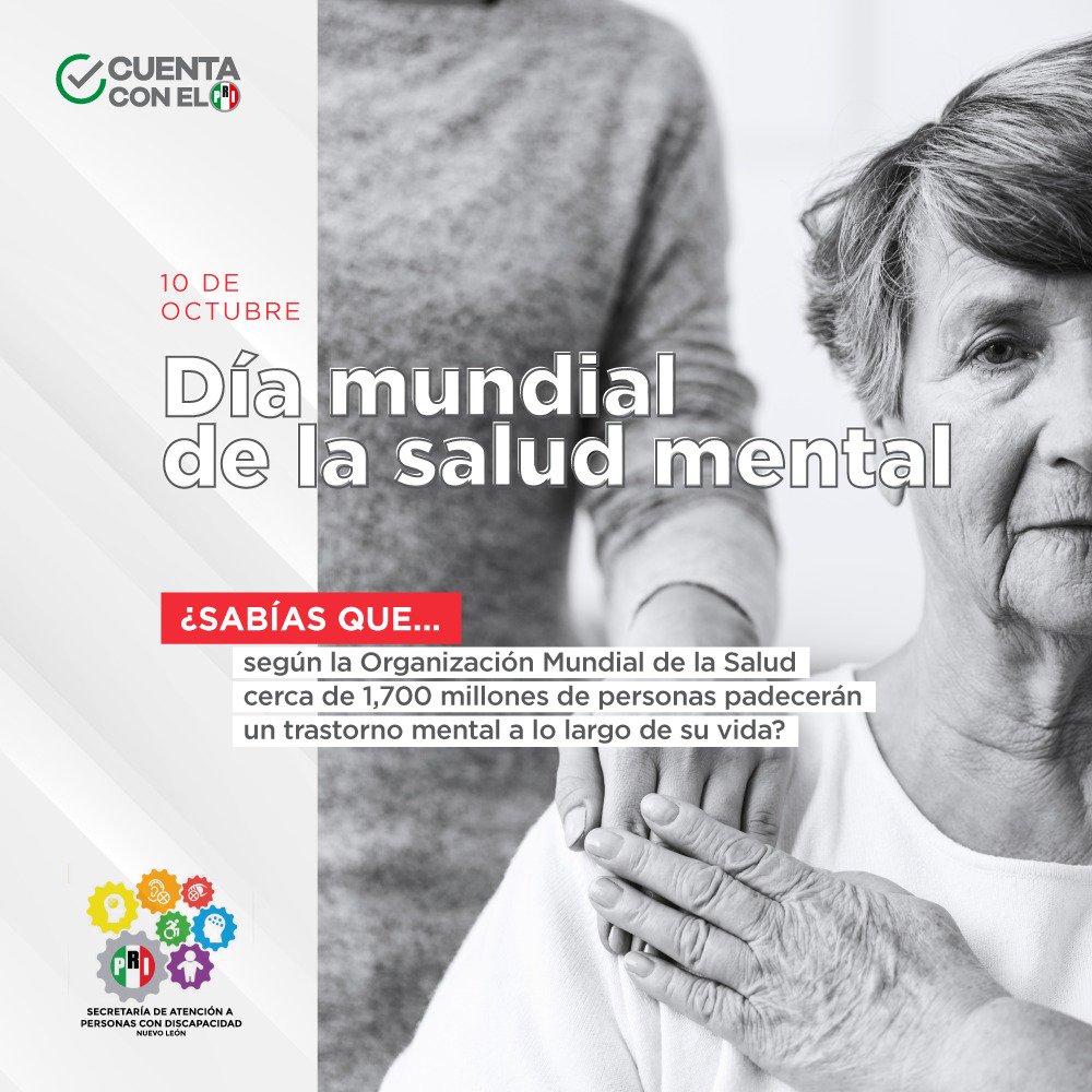 Las enfermedades mentales afectan desde los más jóvenes hasta los más grandes, el ir a terapia no es malo, es una paz mental el decir aquello que nos inquieta.😌

#DíaMundialdelaSaludMental🧠
#CuentaconelPRI✅