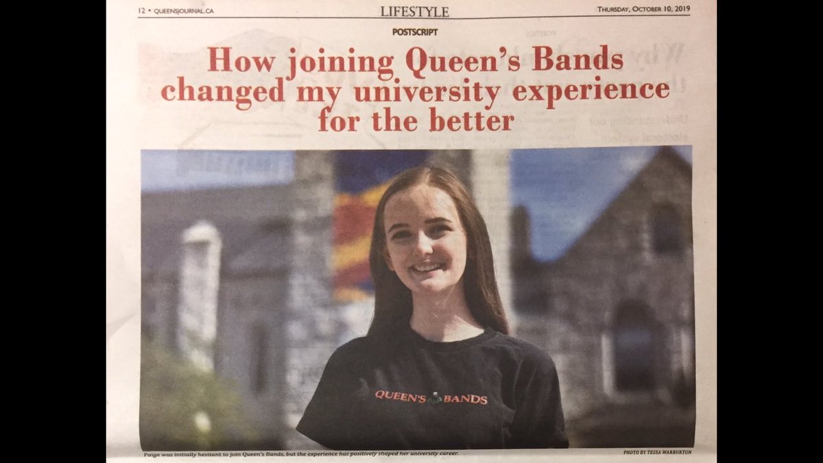 QueensBands's tweet photo. Check out today’s issue of the @queensjournal to see an article written by our very own Paige James! And for a #tbthursday check out this photo of Queen’s Bands in the Journal after Homecoming 1999 (20 years ago!). Will you be returning to Queen’s for Homecoming this year? 🇹🇩🎉 https://t.co/hgQx2jw1iA