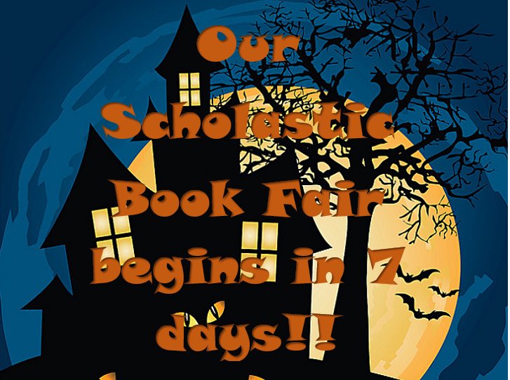 bj_brick's tweet photo. The Holdrege Middle School Scholastic Book Fair begins in 7 days!!! Oct. 17-23.  Hope to see you there!!! @HoldregeDusters https://t.co/EIHa11gLtR