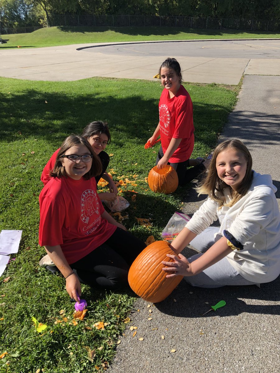 team_seneca's tweet photo. Carving pumpkins on a beautiful day! Check them out at the Pumpkin Walk Saturday at the Ontario County Pathways. #onebravesfamily https://t.co/edSii1Mc1P