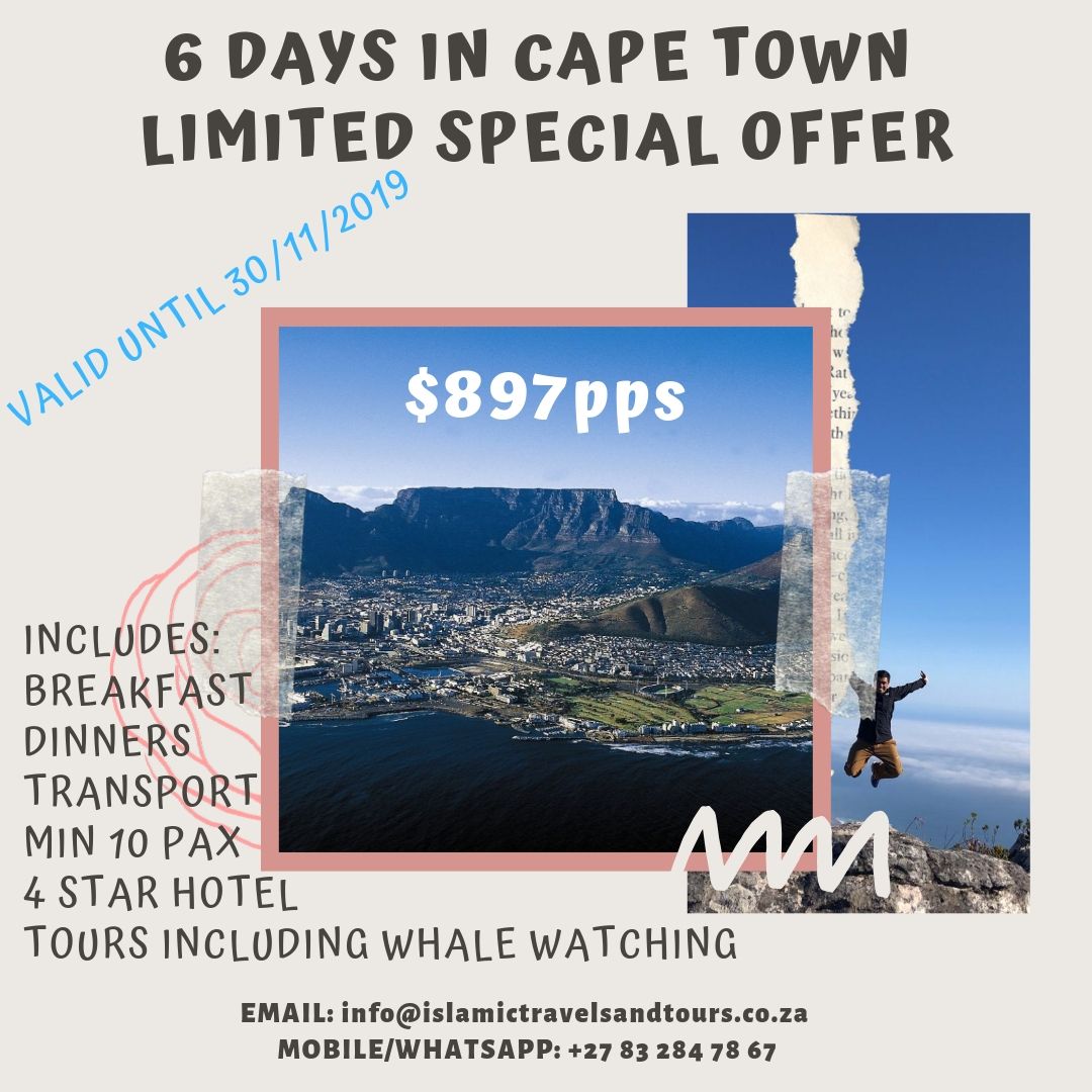 IslamicTrav's tweet photo. Cape Town Group Special - 6D5N - Oct/Nov 2019 - https://t.co/fUFyiz7Qk1 https://t.co/VtwaoVh0nm