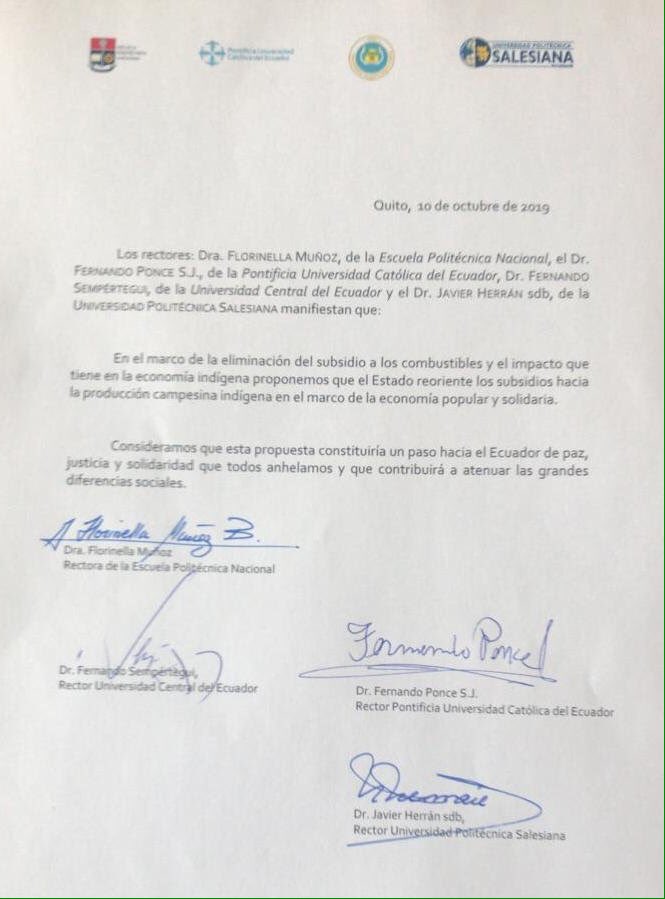 lacentralec's tweet photo. Propuesta de las universidades. #PazYDiálogoEc https://t.co/TN41ZkMpuM