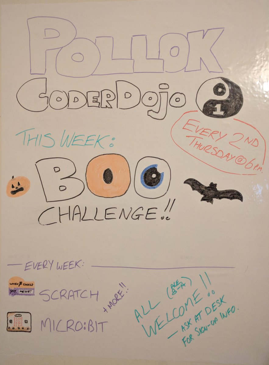 _IainMillar_'s tweet image. This week&apos;s Pollok CoderDojo had some kids working on a #DojoBooChallenge game, some do some complex #microbit debugging, and some freestyling some #scratch projects!