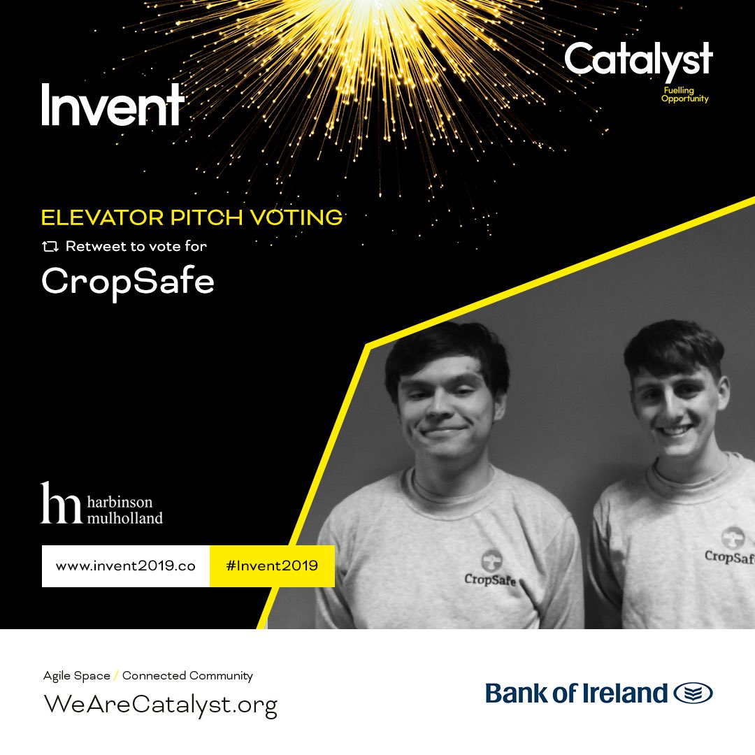 Elevator Pitch #Invent2019 sponsored by <a href="/HarbinsonMul/">Harbinson Mulholland</a> - Retweet this tweet to vote for <a href="/Crop_Safe/">CropSafe</a>