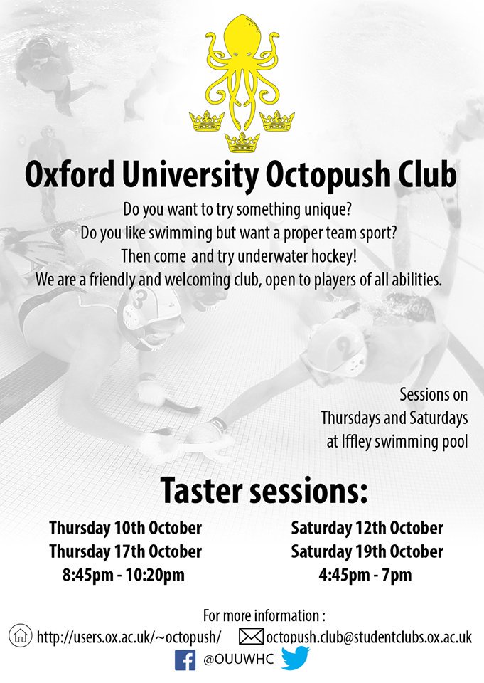 It's time for our first taster session! Come long! No kit or experience needed, just bring your swimmers and a towel 🐙 See you there!