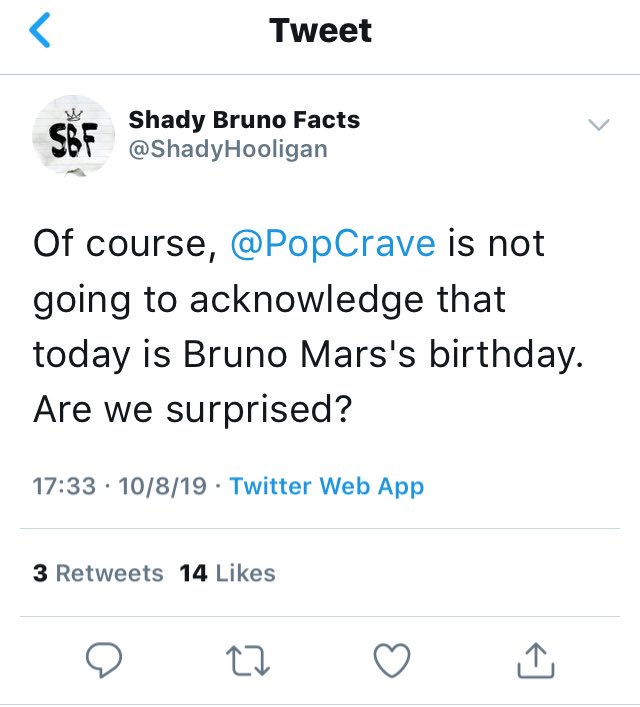 Bardi Gang, is this true?
Why Pop Crave wouldn\t wish a happy bday to Bruno Mars? Is it the first time they do that? 