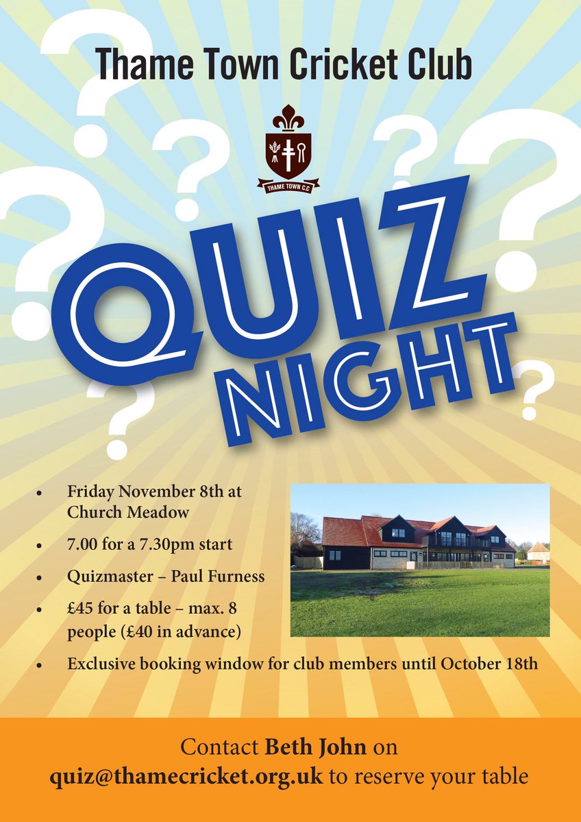 thamecricket's tweet photo. TTCC Quiz night, coming soon ❔❓❔ https://t.co/LD8jTG9nES