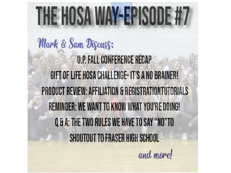 Watch this week's episode of The HOSA Way with Mark &amp; Sam to see some U.P. Fall Conference footage and interviews, GOL HOSA Challenge details and the two questions we answer with "no." Oh, and bloopers...always bloopers. youtube.com/watch?v=YYWo2P…