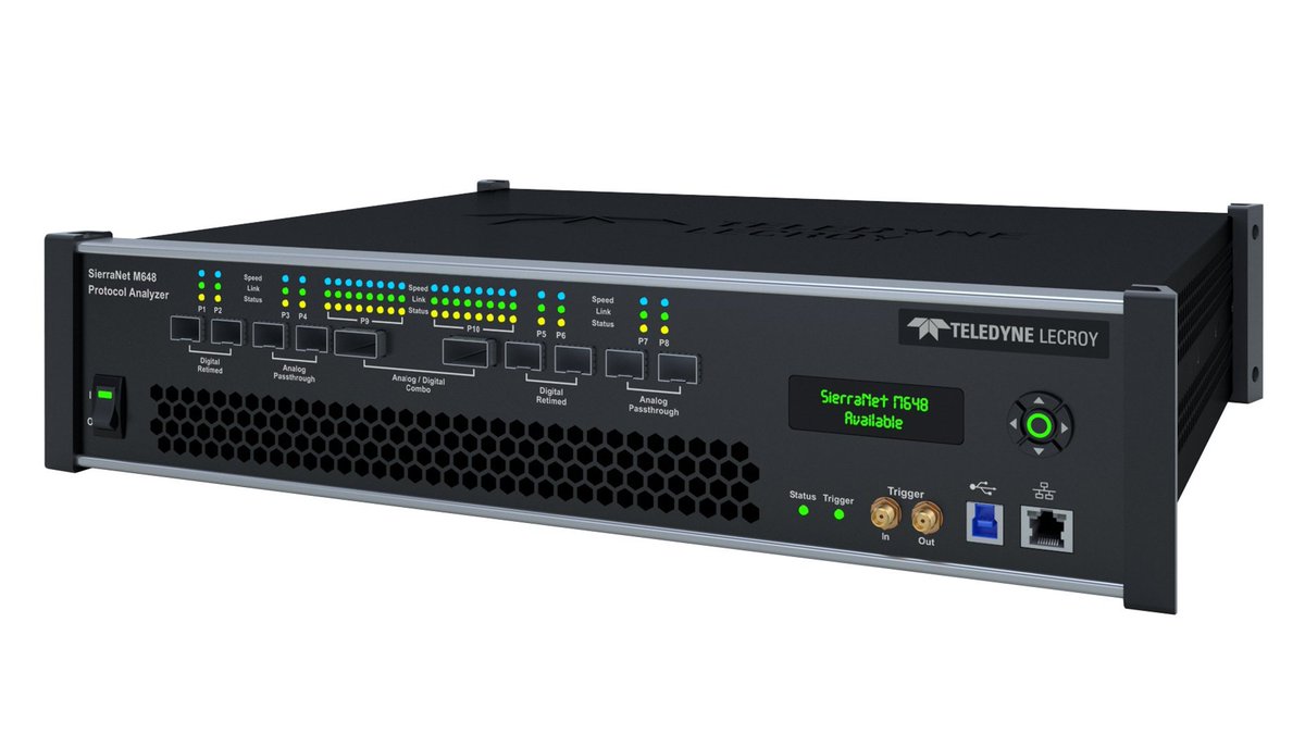 TeledyneLecroy's tweet photo. The #Teledyne #LeCroy #SierraNet M648 offers state-of-the-art protocol analysis and jamming for 4 level Pulse Amplitude Modulation (#PAM4) #50G #Ethernet and #64G #FibreChannel interconnections. Learn more: https://t.co/3cKaiSA6zr https://t.co/MezMOTDEuS