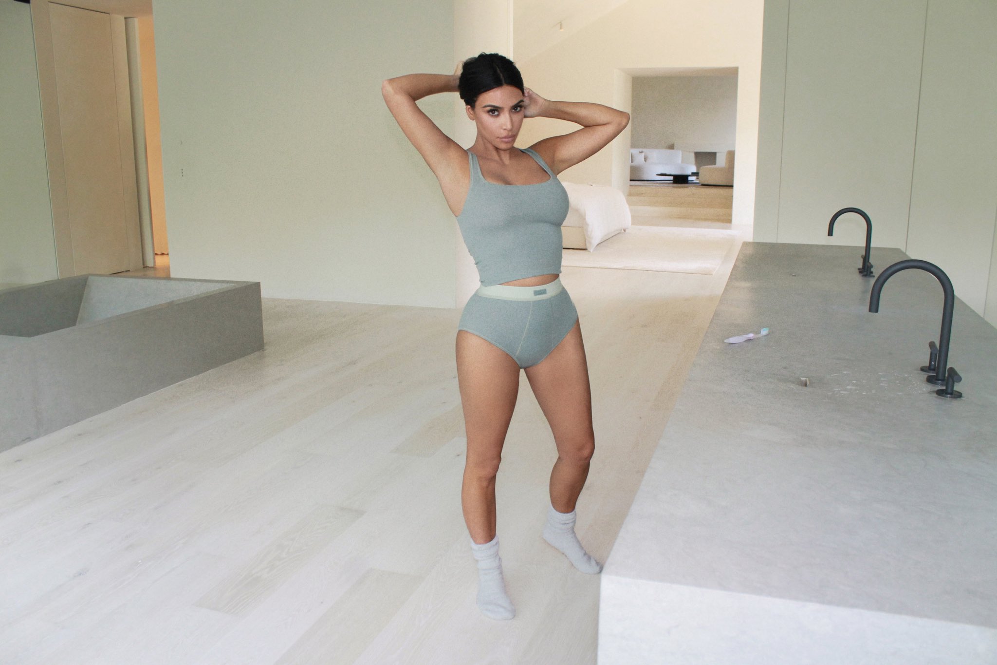 Kim Kardashian on X: I'm wearing the @skims Cotton Rib Tank ($34) and the  Cotton Rib Brief ($28) in Mineral, part of the exclusive Cotton Collection  dropping October 15 at 9AM PST.
