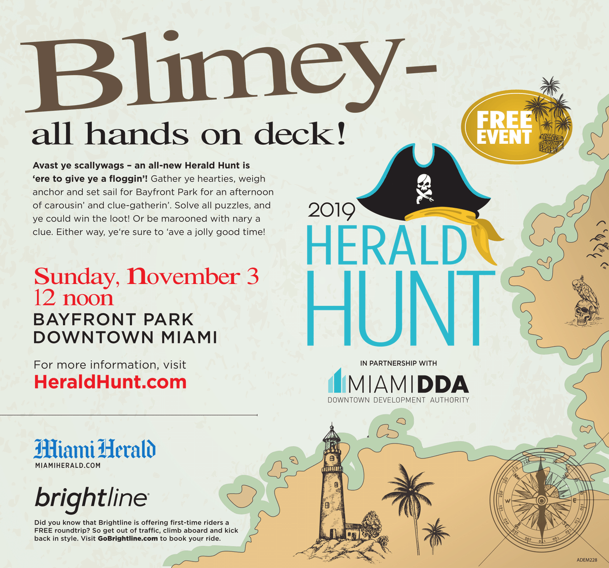 The #HeraldHunt is back! Join us and the @miamiherald at Bay Front Park on Sunday, Nov. 2 to solve the world’s largest, urban puzzle. For more information, visit: hrld.us/3103RAx