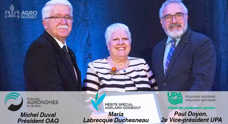 AgroQuebec's tweet photo. ORDRE DES AGRONOMES DU QUÉBEC : MARIA LABRECQUE DUCHESNEAU REÇOIT LE MÉRITE ADÉLARD-GODBOUT https://t.co/2z3t72mjvf @agronomesQc @mapaquebec @andrelamontagn2 @SylvieDAmours @AAC_Canada @mclaudebibeau @upaqc @craaquebec @LaCoop_federee @CSF_femmes @gazettefemmes #agqc @GroleauM https://t.co/5Xlz0olP2d