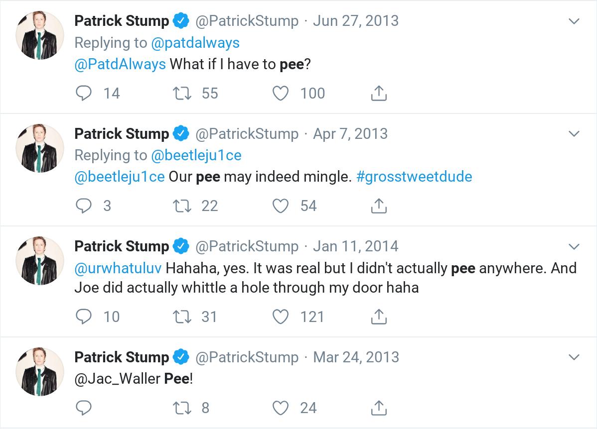 new hobby: finding all the tweets where fob say "pee"