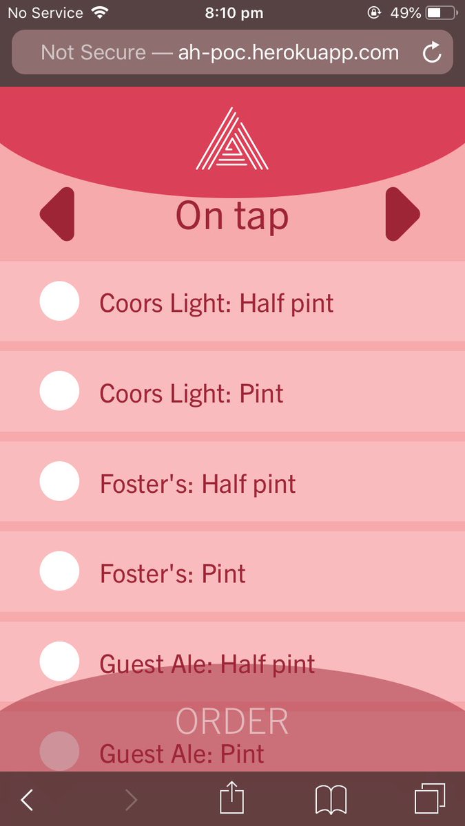 Once you have followed the QR code you will be able to view this page where you can enter your name and table number. Afterwards browse through the drinks menu and select/confirm your order! #AccessHospitality #MadebySPARCK💥