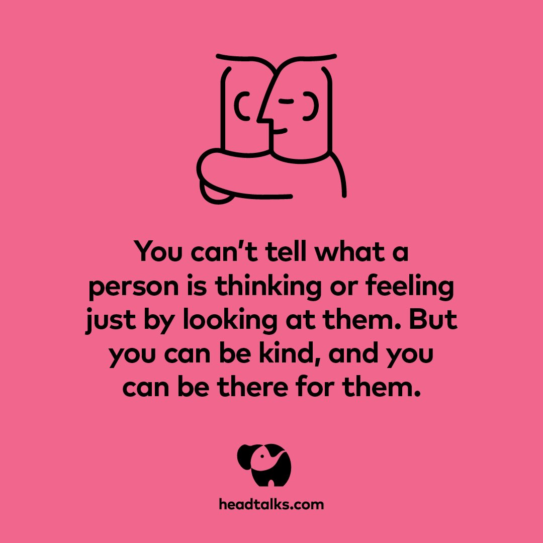 actionhappiness's tweet photo. You can't tell how someone is feeling by looking at them. But you can be kind and be there for them #WorldMentalHealthDay

Image: @HeadTalksNews https://t.co/vbKzhIpV35
