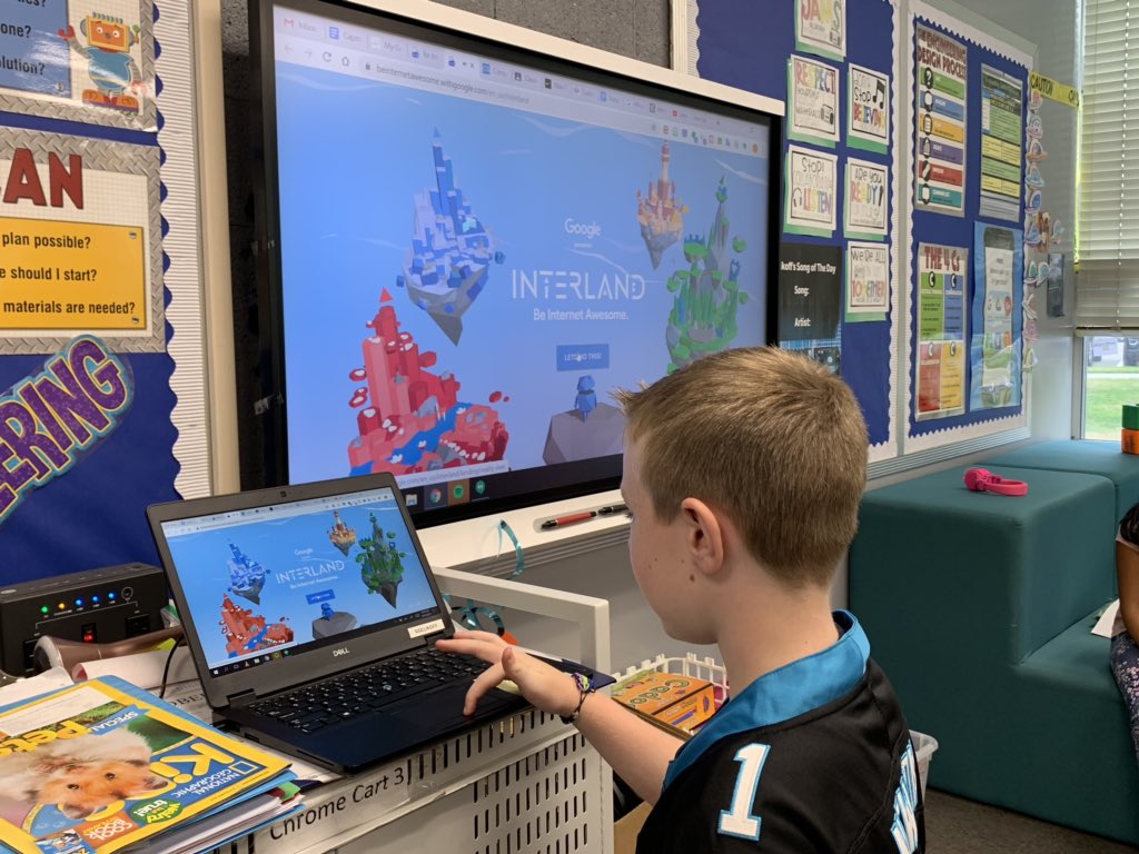 MsSelikoff's tweet photo. Students ♥️ learning about how to be safe and respectful on the internet thanks to @GoogleForEdu Be Internet Awesome game! Happy #WeekOfRespect! Bonus thanks @DonorsChoose for the #matchoffer towards a project for this great program! #DigitalCitizenship #technology @MissBarbone https://t.co/Q2l5PO8dBZ